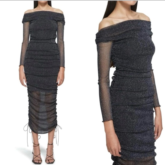 Jonathan Simkhai Dresses & Skirts - JONATHAN SIMKHAI STANDARD Alyssa Shimmer Tulle Dress NEW Size S Black Metallic